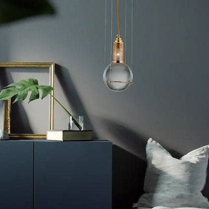 Modern brass honeycomb crystal ball led pendant light dining room