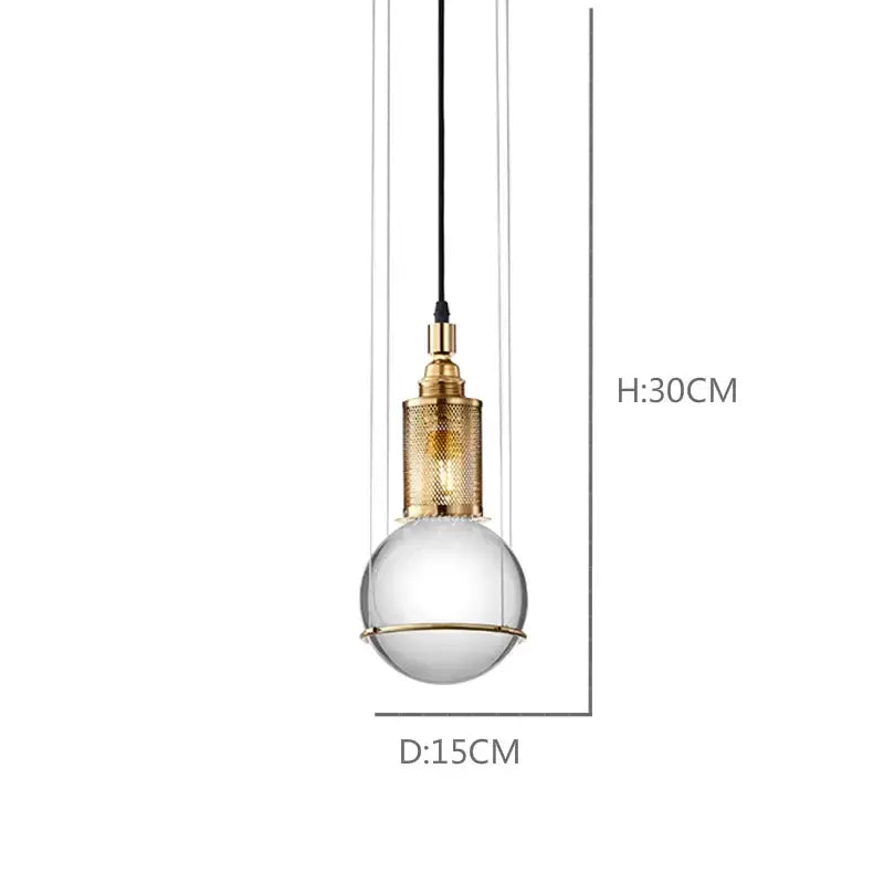 Modern brass honeycomb crystal ball led pendant light dining room