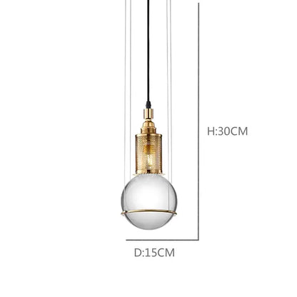 Modern brass honeycomb crystal ball led pendant light dining room