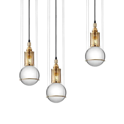 Modern brass honeycomb crystal ball led pendant light dining room