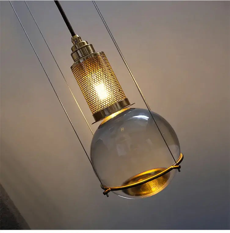 Modern brass honeycomb crystal ball led pendant light dining room