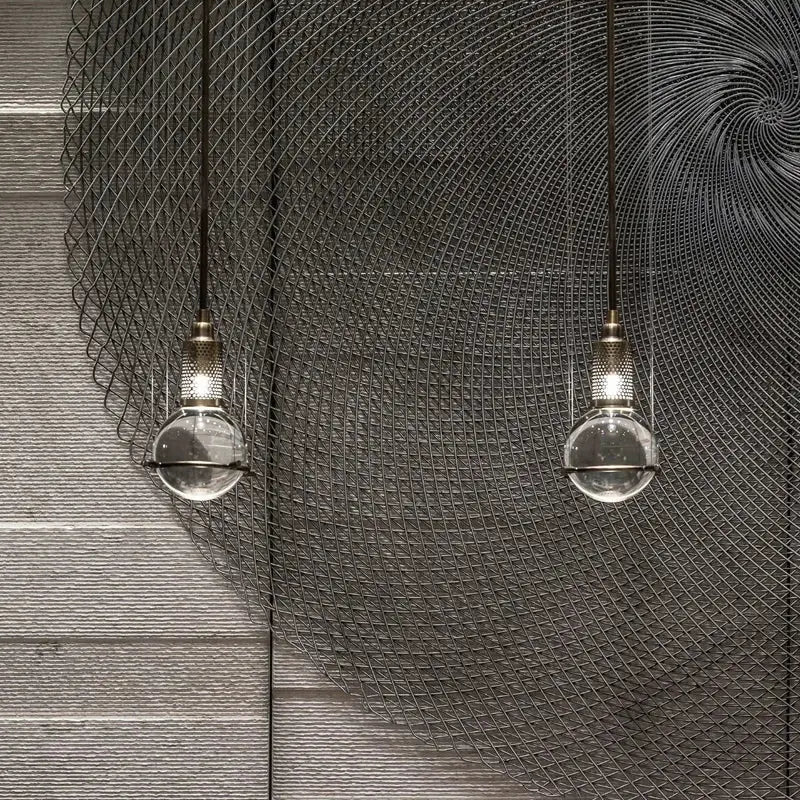 Modern brass honeycomb crystal ball led pendant light dining room