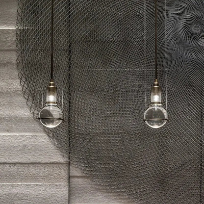 Modern brass honeycomb crystal ball led pendant light dining room