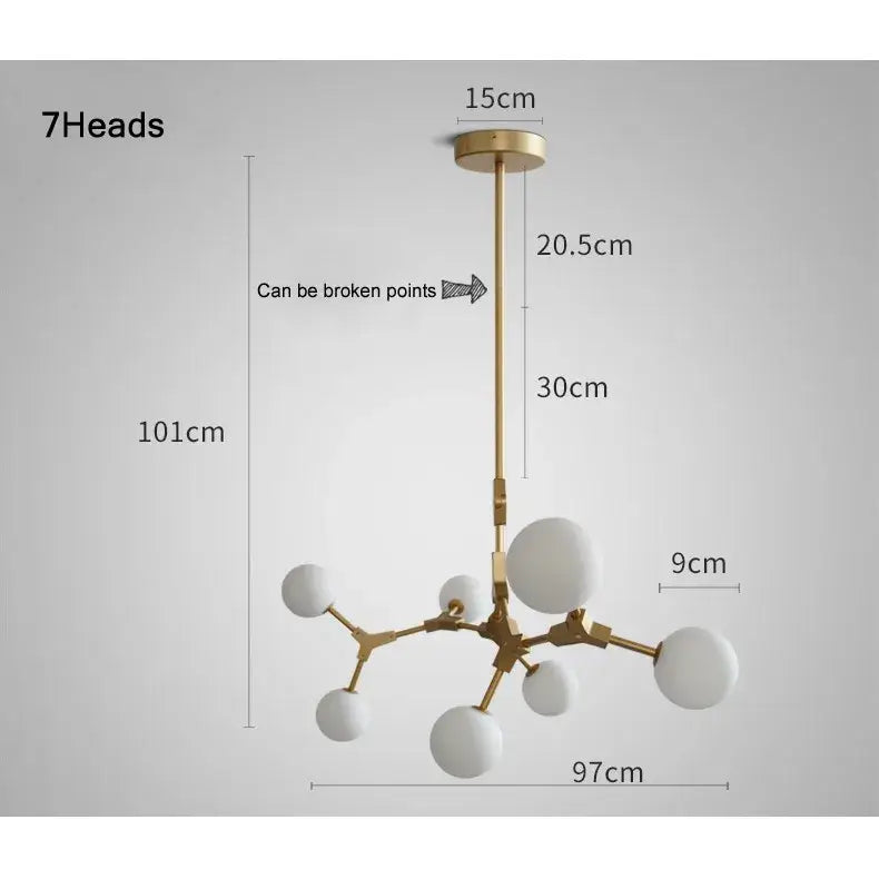Modern brass iron magic molecular pendant lights dining room