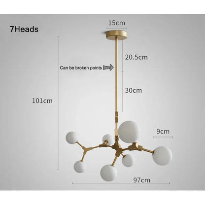 Modern brass iron magic molecular pendant lights dining room