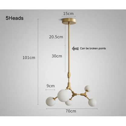 Modern brass iron magic molecular pendant lights dining room