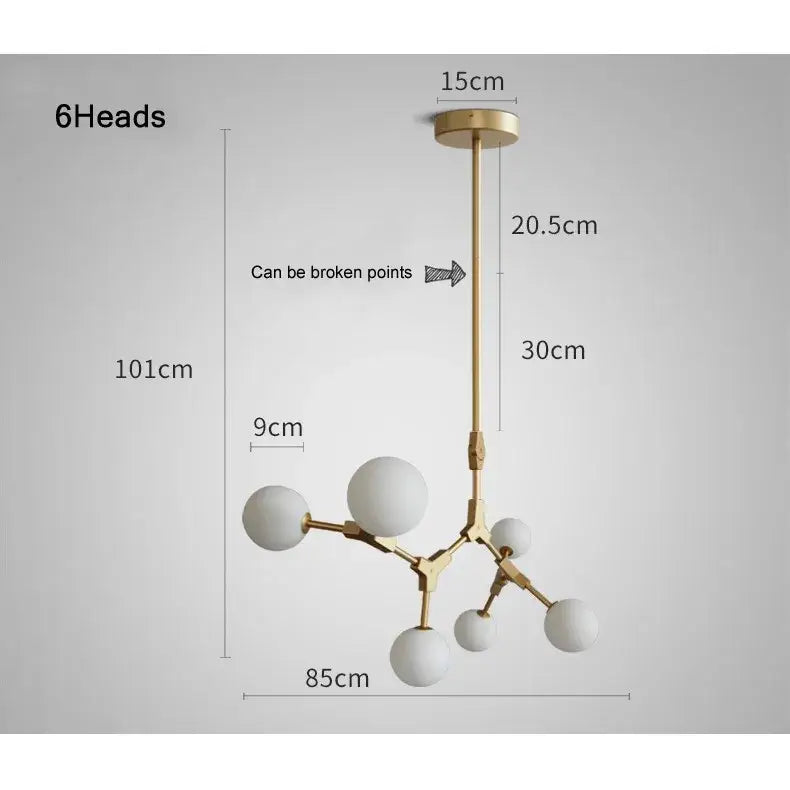 Modern brass iron magic molecular pendant lights dining room