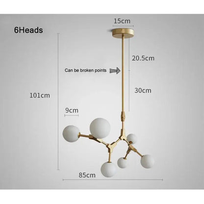 Modern brass iron magic molecular pendant lights dining room