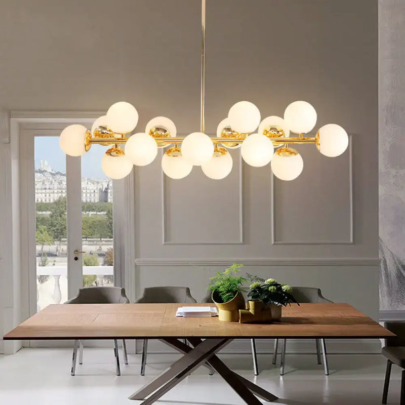 Modern brass island lighting 16 globe kitchen chandelier