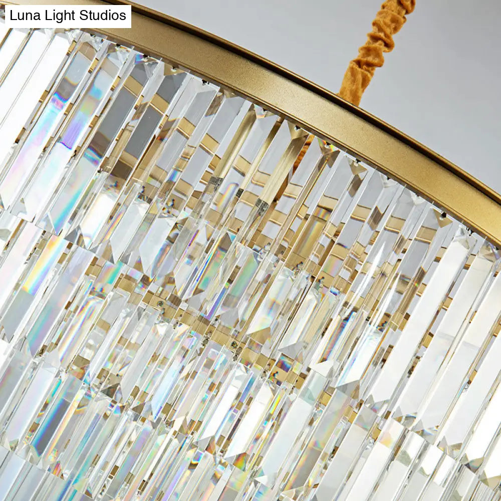 DecorBites™ Modern Brass Island Pendant Light with Oval Crystal Shade - 8-Light Dining Room Hanging Lamp Kit