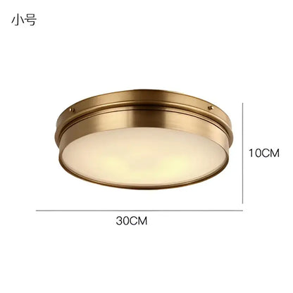 Modern brass led ceiling light for living room with frosted glass
