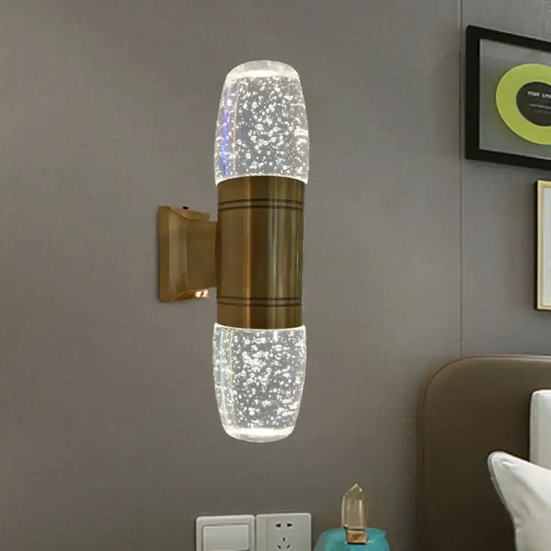 Modern brass led crystal wall sconce light for bedroom