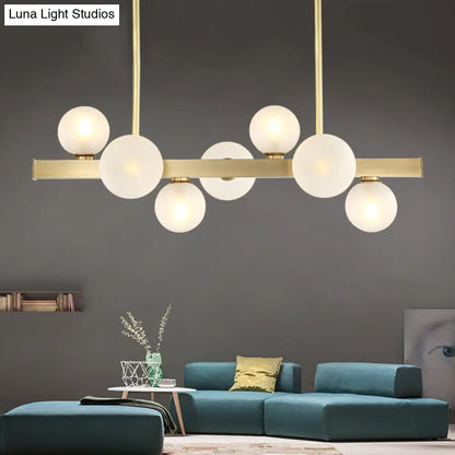 DecorBites™ Modern Brass LED Glass Island Pendant Light Fixture - Spherical Design for Ceiling