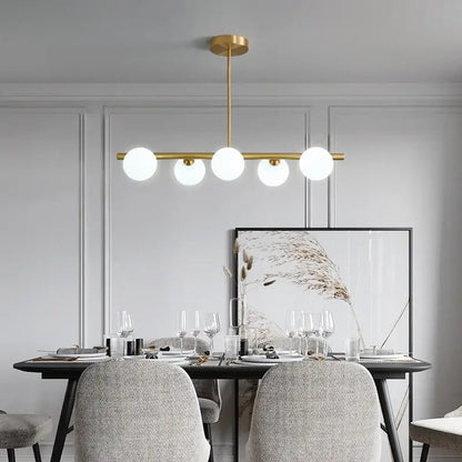 Modern brass led pendant lights 5-globe dining room chandelier