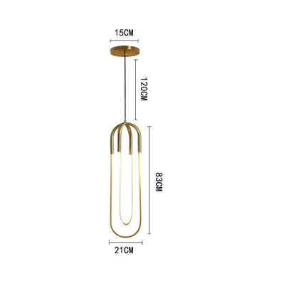 Modern brass led u-shaped bar chandelier dining room light