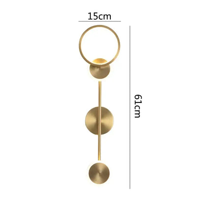Modern brass led wall light 3 disc sconce for living room