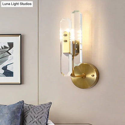 DecorBites™ Modern Brass LED Wall Mounted Sconce Light with Crystal Shade for Living Room