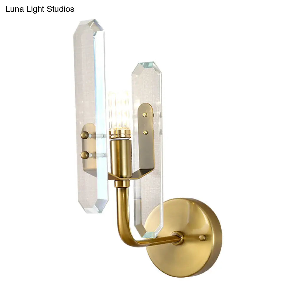 DecorBites™ Modern Brass LED Wall Mounted Sconce Light with Crystal Shade for Living Room
