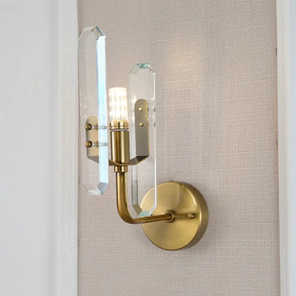DecorBites™ Modern Brass LED Wall Mounted Sconce Light with Crystal Shade for Living Room