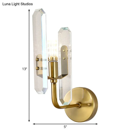 DecorBites™ Modern Brass LED Wall Mounted Sconce Light with Crystal Shade for Living Room
