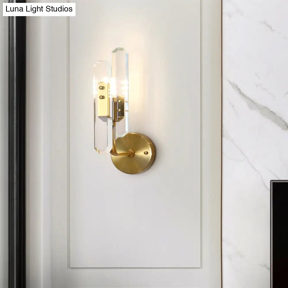 DecorBites™ Modern Brass LED Wall Mounted Sconce Light with Crystal Shade for Living Room