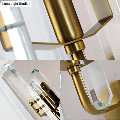 DecorBites™ Modern Brass LED Wall Mounted Sconce Light with Crystal Shade for Living Room