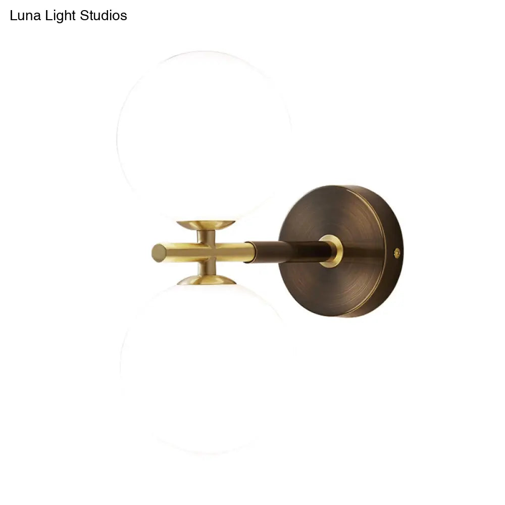 DecorBites™ Modern Brass LED Wall Sconce Light - White Glass Mid Century Wall Fixture (1/2 Bulbs)