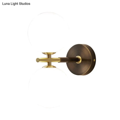 DecorBites™ Modern Brass LED Wall Sconce Light - White Glass Mid Century Wall Fixture (1/2 Bulbs)