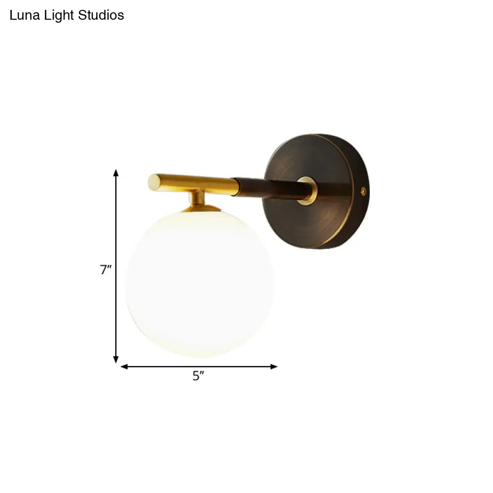 DecorBites™ Modern Brass LED Wall Sconce Light - White Glass Mid Century Wall Fixture (1/2 Bulbs)