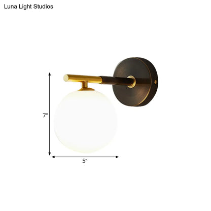 DecorBites™ Modern Brass LED Wall Sconce Light - White Glass Mid Century Wall Fixture (1/2 Bulbs)