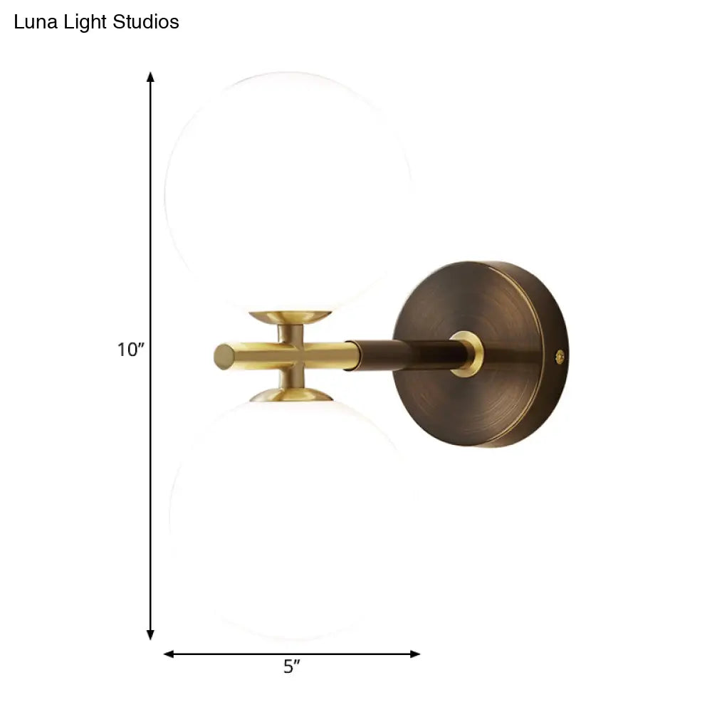 DecorBites™ Modern Brass LED Wall Sconce Light - White Glass Mid Century Wall Fixture (1/2 Bulbs)