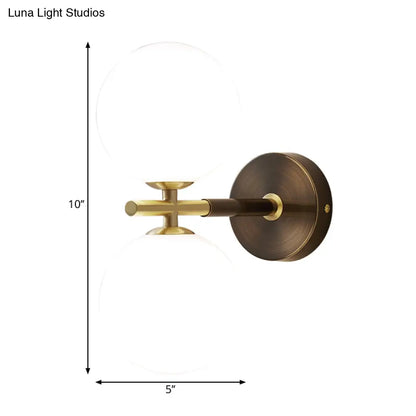 DecorBites™ Modern Brass LED Wall Sconce Light - White Glass Mid Century Wall Fixture (1/2 Bulbs)