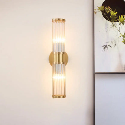 DecorBites™ Modern Brass Linear Wall Lamp with Clear Crystal Sconce - 2 Lights, Stylish Design