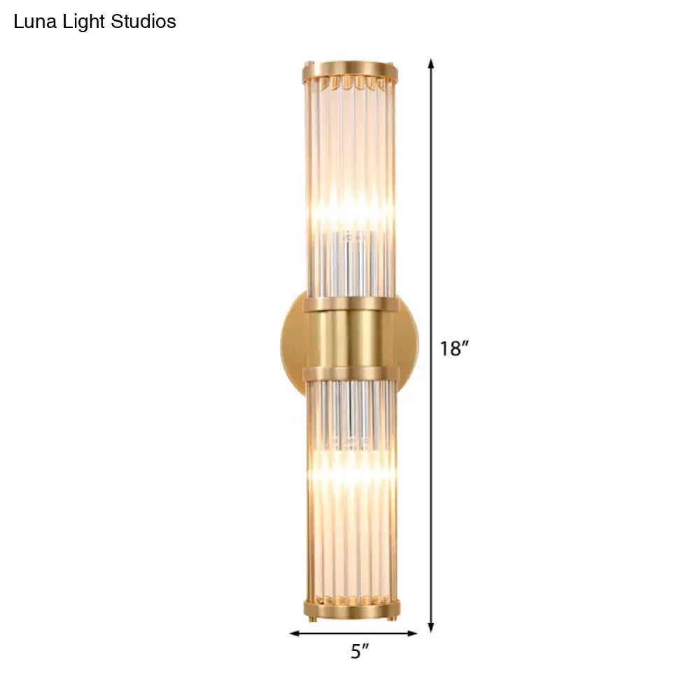 DecorBites™ Modern Brass Linear Wall Lamp with Clear Crystal Sconce - 2 Lights, Stylish Design