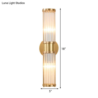 DecorBites™ Modern Brass Linear Wall Lamp with Clear Crystal Sconce - 2 Lights, Stylish Design