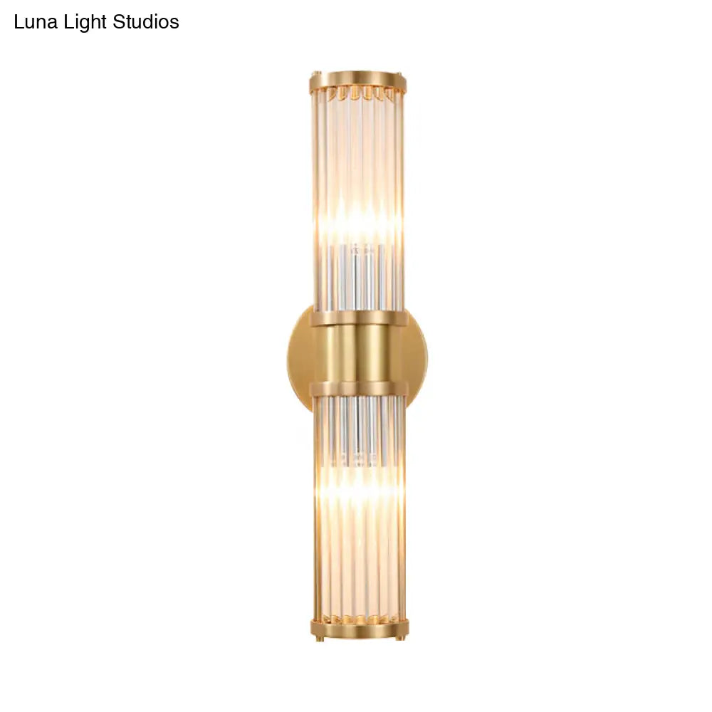 DecorBites™ Modern Brass Linear Wall Lamp with Clear Crystal Sconce - 2 Lights, Stylish Design
