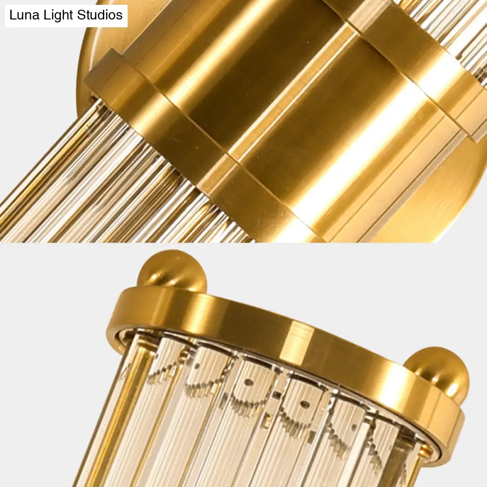 DecorBites™ Modern Brass Linear Wall Lamp with Clear Crystal Sconce - 2 Lights, Stylish Design