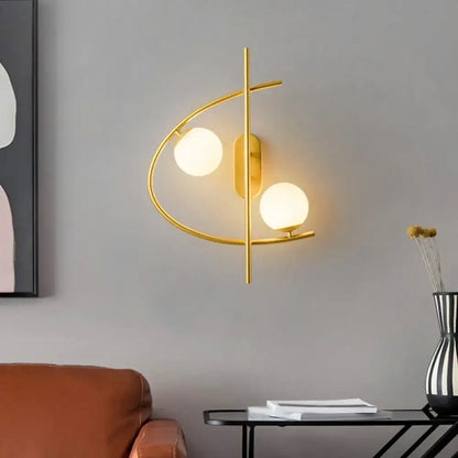 Modern brass milk glass ball led wall sconce living room