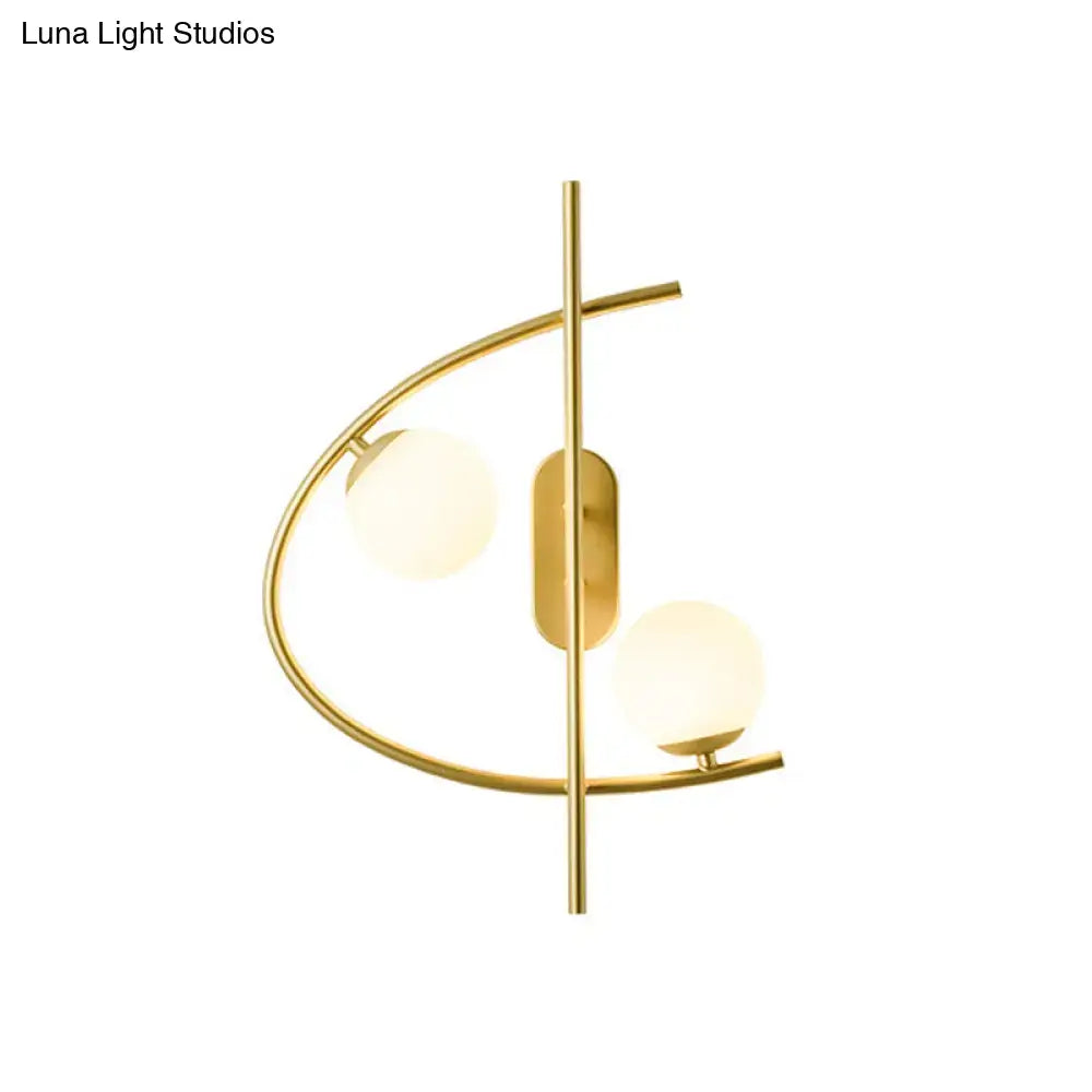 Modern brass milk glass ball led wall sconce living room