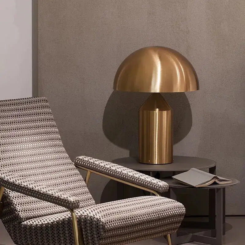 Modern brass mushroom metal led table lamp bedroom night light