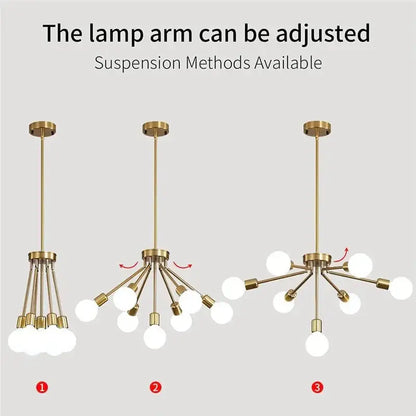 Modern brass nordic ceiling chandelier living room glass bulb light