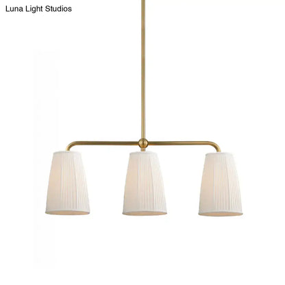 Modern brass pleated fabric pendant chandelier for dining room