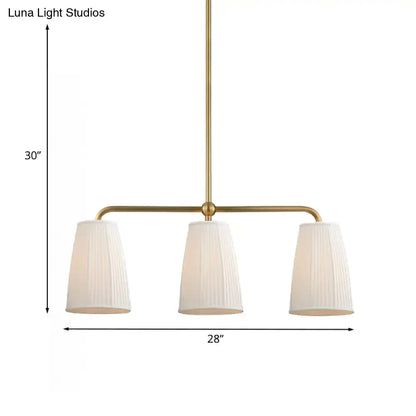 Modern brass pleated fabric pendant chandelier for dining room