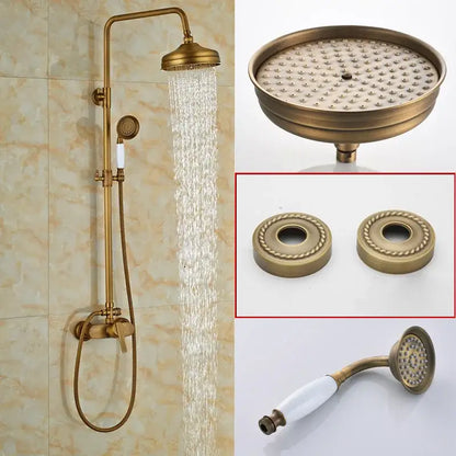 Modern brass rainfall shower faucet set with handshower for bathroom