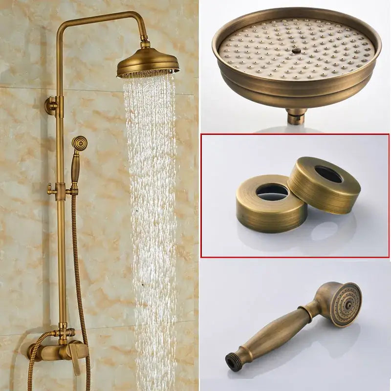 Modern brass rainfall shower faucet set with handshower for bathroom