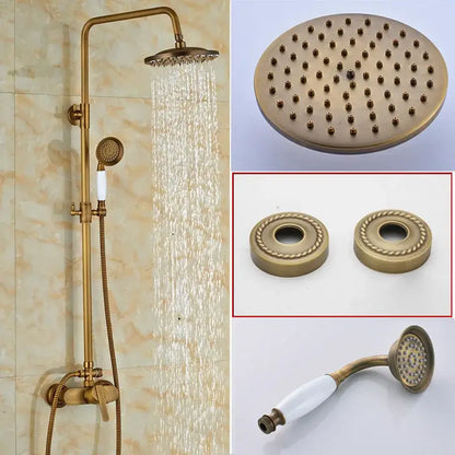 Modern brass rainfall shower faucet set with handshower for bathroom