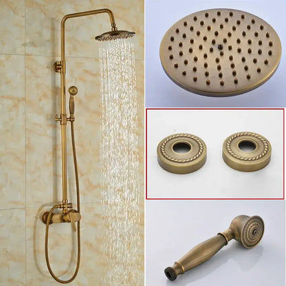 Modern brass rainfall shower faucet set with handshower for bathroom