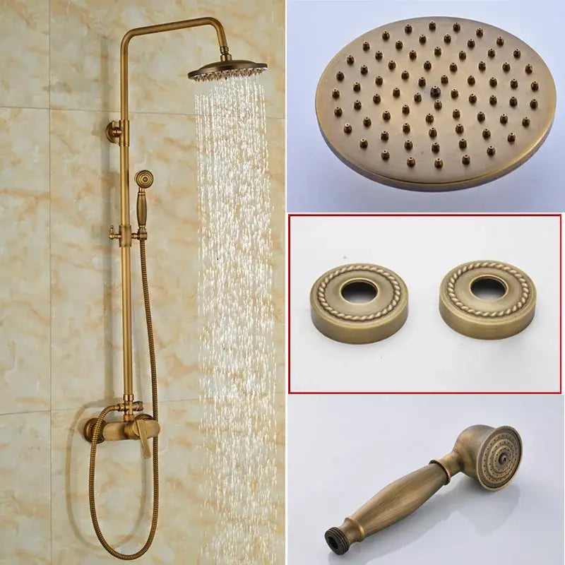 Modern brass rainfall shower faucet set with handshower for bathroom