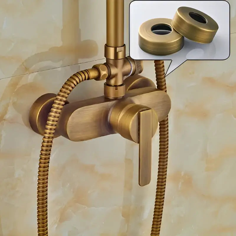 Modern brass rainfall shower faucet set with handshower for bathroom