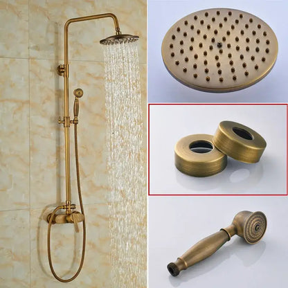 Modern brass rainfall shower faucet set with handshower for bathroom